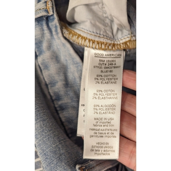 Good American Good Waist Distressed Raw Hem Jeans Size 4 - Picture 8 of 9